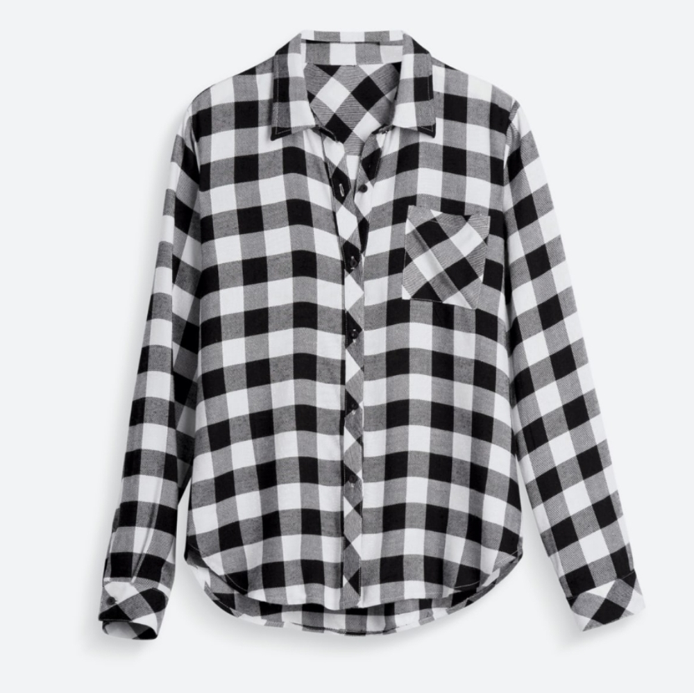 NWT✨ Renee C. B&W plaid button up